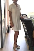 I love the fit. It is a bit scratchy since I am very sensitive and usually wear only 100% cotton. It is a bit see through but I usually wear bathing suits on weekends and this is a perfect cover-up for shopping and eating out. For working days, I wear tank top and short leggings underneath. Love this style and fit well on weekdays and weekends. - Tomoe C.