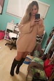The dress is SUPER comfy and and i got a M/L but it's REALLY short! Deff putting leggings with it when i wear it out! - Rachel D.