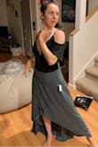 I got this skirt for social dancing and I'm very excited. I wish it was a little bit tighter in the waist so I could pull it up a little higher, but other than that, it's great. Love the asymmetry.

UPDATE: I ended up returning this item because it was actually too long to dance in, but if I were just wearing it around I would have kept it. - Rachel L.