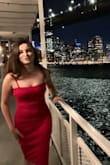 This dress absolutely blew my expectations out of the water. I purchased this dress for a wedding and Im so happy I did! It does fit tight, but it is supposed to and it hugs every curve just right. The color is so vibrant and beautiful (purchased it in red) The material is very nice and thicker than I expected which is good bc I didn't want to wear a bra underneath and have my girls saying hi to everyone if it got chilly. There are adjustable straps which I really liked. Planning on buying more colors this dress is so stunning! - Alicia M.