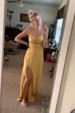 This dress is amazing! I didn't realize it has the spec design on it and I loved it. Super comfy and super sexy with the slit. It was also perfect length with heels on. Would definitely recommend! - Sarah S.