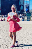 I wore this for my honeymoon to Hawaii, and it didn't disappoint. The straps kept sliding down on my arms, but the cut was super flattering so I wouldn't return it or anything. Just wish it didn't stretch out so easily and that the straps would stay on my arms. - Mallory M.