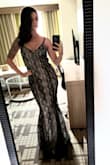 1st time purchasing from this site and will be a repeat offender. Dress fit perfect with no need to alter length.  Was just a bit loose in the bust for my taste as I like things tight, so I took it in 1/2" on each side, however alterations are unnecessary.  Amazing quailty and style without breaking the bank. I received soooo many compliments.  This dress is truely stunning, elegant and ready to wear.  Best part is you can wear it with a regular black bra so you can be comfortable and worry free all night. - Ivelise H.