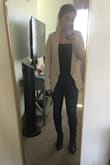 I've been looking for a light, long boyfriend blazer in this color for a while now. This is the one! The only thing is that it is very tight in the shoulders and a tad bit long in the arms, but I'm going to keep it as a small. Note that it needs to be ironed upon delivery - Ashley A.