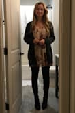 Another beautiful dress from lulus, paired with my favorite over the knee boots (also lulus). Fits as expected, loose and not too short. - Meghan