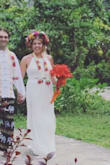 I had the top taken in and could've adjusted the bottom too, but it stayed on! I LOVED wearing this dress and it was so perfect for our beach wedding in Thailand. I want to keep it and wear the pieces separately, too. - Vanessa E.