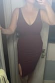 This dress is really pretty. The thick fabric is great, and it stretches with your body. I'm very large chested so it's always a gamble if I'm a M or L - the large fit me perfectly. The only thing - and I believe I saw this in another review - is that the lining of the dress isn't attached to the outside material so I was pulling the inside layer of the dress down quite a bit. I'm going to have it sewn in so I'd doesn't ride but but other than that it was great! - Jillian H.
