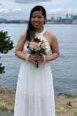 Wore this for my courthouse wedding. It was gorgeous but also was different and fun, definitely kind of 'sexy' with the shorter inside dress but it was good for our small yet special occasion. - Inez R.
