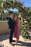 I loved the color & the style! It was perfect for this Marco Island Wedding in Florida! I got compliments all night long! Very classy and chic! I wore a medium and it was alittle big in the chest for me- so I pinned it together with a safety pin and tied the waist alittle tighter and it was perfect. - Catherine B.
