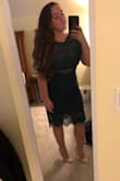 This dress is magical- I'm obsessed. I was nervous about ordering the medium vs large because I vary what size I am depending on the brand (and didn't want to end up with no dress due to it not fitting) but the medium was perfect. There was a tiny bit of extra fabric at the bottom of the zipper in the back but not anything noticeable or fit changing. I didn't need a bra at all and it was so incredibly flattering. I wore it to a wedding and got compliments from everyone I saw. If I had more places to wear a dress like this I would order more colors. - Rylie W.