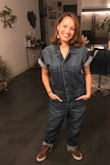 I'm really happy with my new jumpsuit, it gives an artsy, tough, hip vibe. I'm all over it=)
It's a little big in the crotch area, but it is meant to be worn loose. - Jessica C.