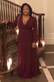 Wore this dress to a wedding a few weeks ago and got so many compliments. I could've used a large to have more room in the breast area but it was sold out so I made it work. It is a bit on the long side for us shorties lol even in 6 inch heels. - Shontel M.