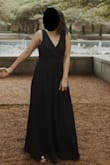 I wore this dress for my engagement photos and I LOVE the way it fits. I've had to get Mediums from Lulus adjusted in the bust before, but this was perfect right out of the bag. I did have to get it hemmed, but that's to be expected. Love the Navy color too, I already plan to wear it for upcoming holiday parties. The V neck was a tad lower than I expected, but I thought it was actually really flattering and not too much. - Taylor J.