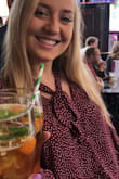 I wear this shirt ALL the time, both to work and out. The color is so pretty and I love the cute polka dot design. Plus the tie at the top is adorable! This shirt pairs really well with work pants and jeans and is loose at the bottom to tuck in! - Taylor H.