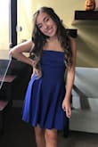 I ordered an extra small and it fit perfectly. Wore this to homecoming and got a ton of compliments. Love the color! - Emilee S.