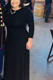 I love this dress, this is the 2nd dress I've work from Lulus to my husbands marine corps ball, it was perfect for me. Loved the sleeves for the winter time and I can use it for other events. I had about 3 or 3 1/2 inch heels on which helped with the length. I could never wear this with flats, but I didn't have to get it hemmed before (probably should have but didn't have time) I would of only had to of hemmed it about and inch, if that. Love the Lulus clothing line!! - Jacqueline M.
