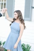 I wore this dress for engagement pictures, and it turned out perfect! I loved the color and how the back was out. It was a little shorter than I wanted in the back, so go up a size if that would bother you. Great dress! - MADISON J.