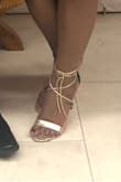 They look great and didn't pinch but there is not enough cushion in the shoe for my feet. I lasted about 3 hours in the shoes. I have wide feet but the strap was wide enough to accommodate without leaving me with blisters. - Melissa D.