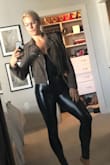 I have a lot of leather jackets and was wanting something similar but to wear with leather bottoms. This jacket is perfect it fits well it's soft made well I do have similar feedback about the belt being too long and just removing it similar to other customers here. Pants are also from this website. - Jessica G.