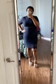 I wore this to a dressy work function and got many compliments! The break in the lining shows a little midriff but it's done so tastefully. I wore the navy blue dress with a pair of Lulus nude shoes and felt amazing! - Aliyah C.