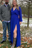 This dress was easy to wear and very flattering! I usually wear a medium but in some lulu dresses I need a lg or xl. This dress was true to size and a medium fit perfectly! I wore a regular bra and placed a couple of safety pins in the split-very easy to wear - Lauren B.