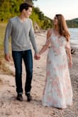 This dress was perfect for our engagement photo shoot! The fit was great, it gave me shape and was flowy at the same time. I loved the long length, the fabric is great and the colors of the dress are beautiful! I love this dress and it is now one of my favorites! - Justine C.
