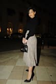 This is the kind of skirt that you can use for almost any occasion. It is flowy, the fabric is high end, the length is extremely classy, and the pleats look beautiful. I dressed it up with the LULUS "Early to Rise Black Handbag". All my measurements are saved on Lulus for those who need a reference in sizing. Honestly if you're looking for the perfect holiday skirt, look no further, this is IT. - Lorena R.