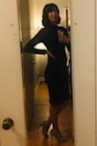 I like the pencil skirt length of this sweater dress that's thick enough to be modest and best worn in chilly weather. Wish the neckline lay flatter but it's just a nit picky complaint. Quality looks good overall. It stretches and accommodates my wide hips. Picture lighting doesn't show the true navy color. - Amy L.