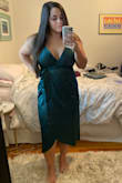 Love this dress so much, its so comfy and flattering. My only criticism is that it's slightly small on my chest so I will definitely need some fashion tape to keep the girls in and prob some sticky bra to keep them from bouncing out. - Ariana P.