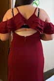 I love this dress, the material is GREAT! Doesn't feel or look cheap, the dress is heavy which = good material. i'm going to have to get it tailored bc I'm always to short for long dresses. I purchased a LARGE - Yecenia V.