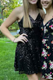 Loved the dress on! Super sparkles and different. Wish I got a little size smaller just because it was a little loose around my waist. I liked the adjustable straps because at first it was a little to long there. - Holly G.