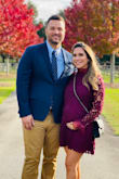 I wore this dress to a fall wedding in Georgia. The color and details of the sleeves and neck are stunning. It was very flowy and comfortable- perfect for my baby bump. - Stephanie F.