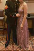 I was searching for a jacquard or embroidered dress for the USMC ball this year. I wanted something different that's not the typical navy, red, or black that everyone wears. I fell in love with this! It shipped so fast, and it fits perfectly! I wore it with a strapless bra and I had it hemmed, and it fit perfectly! *it is slightly more of a deep mauve/purple than the photo, but GORGEOUS!* - Mallory F.