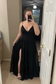 I'm always a size medium/large in dresses but there were none left when I went to order. I decided to try a size small because this dress is gorgeous. It fits beautifully and just right! I'm so glad I got the size that I did. This dress is also amazing for anyone with a pear shaped body, like myself. My only complaint is that it definitely shows a bit more of my chest than I wanted but a quick bobby pin did the trick! I did not want to step out of this dress it was so elegant and also comfortable. Exactly what I was looking for! - Blake M.