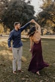 I bought this dress for engagement photos and fell in love with it! I didn't want to take the dress it off. The length was a little long but once I put heels on 4" it worked out. The style of the dress is flowy yet hugs your curves just right. My only concern at first was it was loose on my bust but thankfully you can tighten the straps and it ties in the back. Almost forgot to mention, the leg slit is too die for!!! All in all, this dress is a total must for any occasion. - Lauren A.
