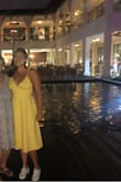 The fabric gets wrinkly pretty fast, but is a lovely dress, the color is exactly as described, the only thing I didn't like was the straps of the dress, is very hard to adjust them they keep getting loose. Overall, a beautiful dress. - Ana R.