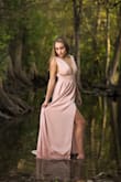 My daughter used this dress for her senior photo shoot.   It was perfect! Has three layers of material for the bottom. - Dina A.