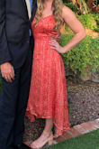 I wore this to a wedding in Az and got a lot of compliments on this dress. It's a beautiful shimmery color and looked great in photos. This was light and fun to dance and spin in. - Angela S.