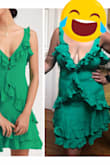 I couldn't even tell you where the first way this dress went wrong on me. This is not a dress for everyone. I thought the fabric was too stiff and the ruffles were basically untamable. Super cute on the model and some people who shared their pics. I wish I had the same results, but at least I had a good laugh - Yissell Q.