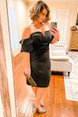 I wore this dress to a symphony. I could have ordered the large but the xl worked too. The neckline was beautiful and length absolutely perfect! - Candice H.