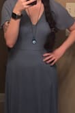 It fits me very well. I love the sleeves. It's a little long if you wear flats but it's perfect with heels. - Stephanie C.