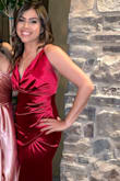 This dress!! I wore this to a wedding and received soooo many compliments. The ruching in the front makes it super flattering and it's super slimming. The only complaint I had is that I had to sew the slit because if not the entire world would've seen my goods. I am extremely hippy and super small on top so I did have to tape the top to not flash everyone. Overall this dress was probably  the best I have felt at an event. - Karen O.