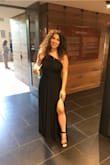 This dress was perfect for my all black bridesmaid dress. I was worried because the dress skirt is extremely heavy and I wore this on a hot august day, but the material is breathable and I felt cool in the dress. Because of the heavy material, I feel like you can wear this dress any time of year. Love the multiple ways you wear the dress. One thing I did do was take it to a tailor to add a slit to the dress to give it an extra sexy touch. Not sure how true to size it is since it is stretchy material. I could've gotten a Medium and it would've probably for the same way as the Large. - Catherine P.