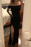 Really wanted this dress in the burgundy but It sold out before I could get my hands on It. Ordered the black and I'm obsessed with It. It fits so well and It's very flattering. It's also comfortable and the slit isn't too much. Will be wearing to a black tie wedding. - Natalie B.