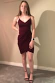 Dress fits true to size, quality material, and colour is super pretty in person! For me the straps are a bit long, so I just shortened them about 2 inches, but other than that it's great. - Raquel K.