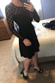 I love this dress. I am very excited to wear it to the Christmas party that I bought it for. I am happy that I chose XS over S (which I normally would have, but have been finding that lulus dresses run a little bit big). I am short (5'1"), so I do not find the dress to be too short at all. It comes right above the knees on me. It was slightly awkward to put on and take off due to no zipper, but nothing that would stop me from buying this. I could wear it without a bra, but I would wear with an adhesive bra just for a little extra support. I love it! - Ann S.