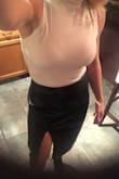 This skirt is perfect. It feels like real leather. I probably could have sized down. I had room but not to the point where the skirt looked ill fitting. Loved and am purchasing in a different color. - ERIN F.