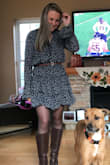 Wore this for thanksgiving and I was so comfy. The material is very light and airy which was perfect with tights and boots to keep warm.  I can't wait to wear this again for another holiday without the tights, it'd be great with sandals or even little sneakers. The belt I added for fun. It's just such a beautiful dress. - Lacey L.