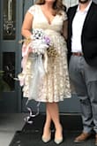 Love this dress! I wore it for my rehearsal dinner and fit so well. Such a beautiful cream/champagne color in person. - Meghan L.