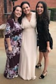 I LOVED this dress- I wore it for my rehearsal dinner before my wedding and it was perfect! I ordered a large because I have a large bust, and I was surprised at how much room I had. I actually had it taken in around the bust, and it was a little long, but with heels it was fine! Overall very satisfied! - Erin M.